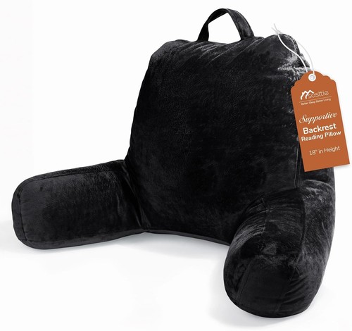 Black reading pillow - bed, back